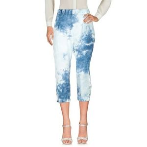 Enza Costa Crop Silky Blue White Tie Dye Sky Cloud Jogger Lounge Pants